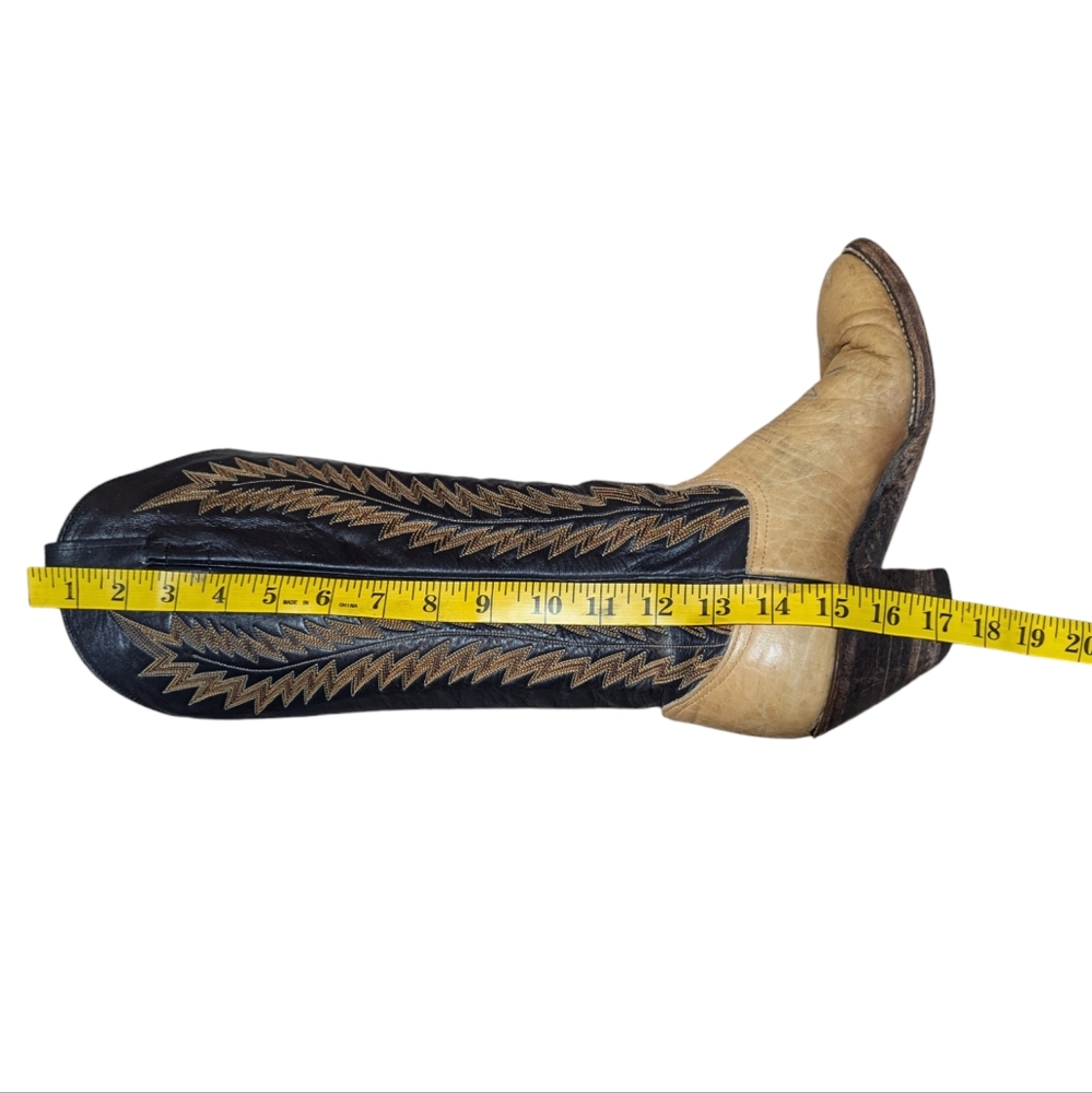 Larry Mahan Black and Tan Heeled Boots - Picture 12 of 12